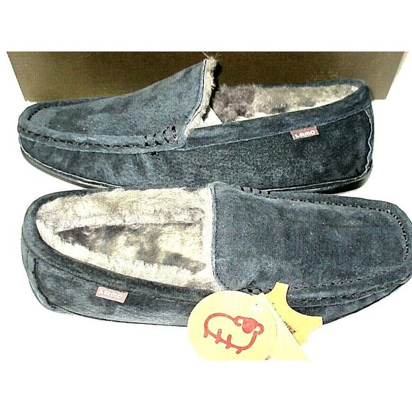 Lamo Men's Suede Boston Slip on Loafer Driving Moc Black Super Cozy NIB CM1244 - Picture 2 of 5